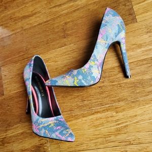 Shoe Republic LA Denim Paint Splatter Pump
